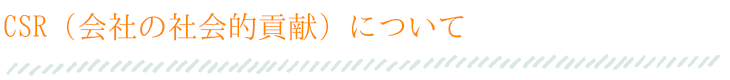 CSR（会社の社会的貢献）について